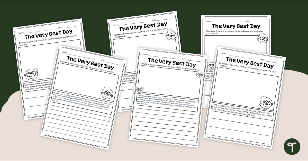 Grandparents' Day Writing Prompt - The Very Best Day teaching resource