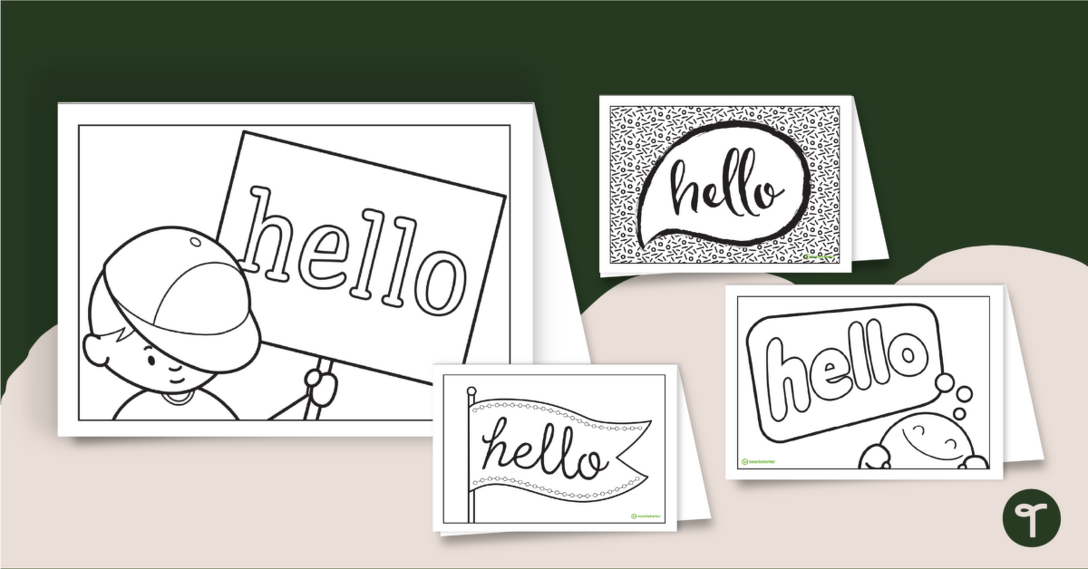 Hello Greeting Cards Template teaching resource