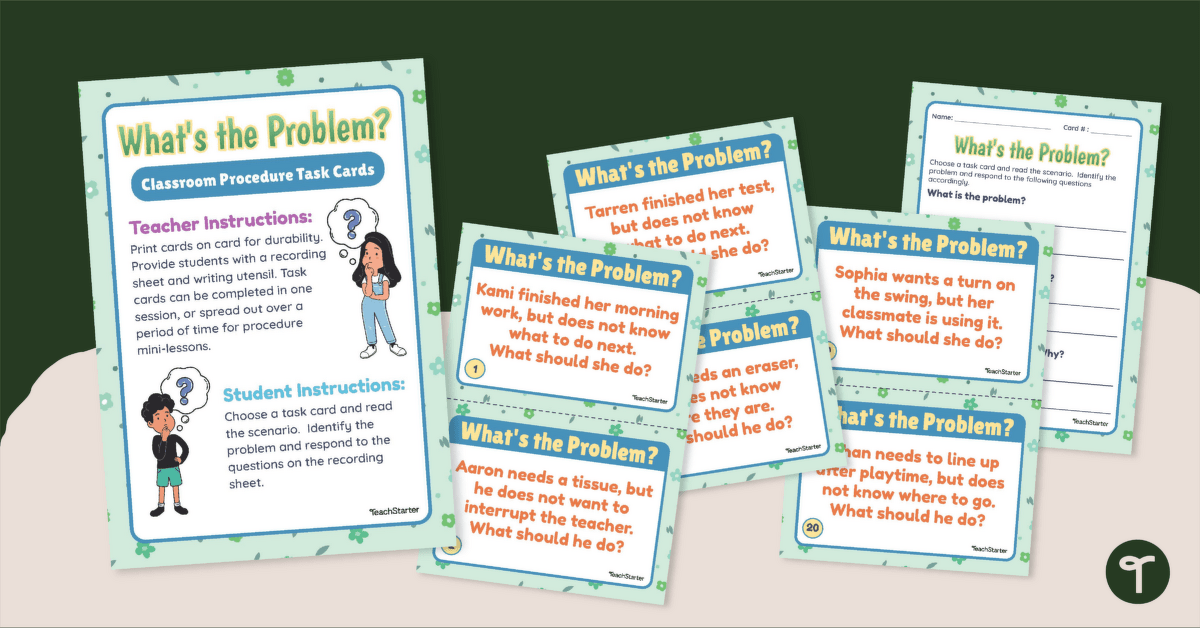 What's the Problem? Classroom Rules Task Cards teaching resource
