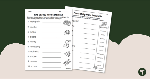 Go to Fire Safety Word Scramble teaching resource
