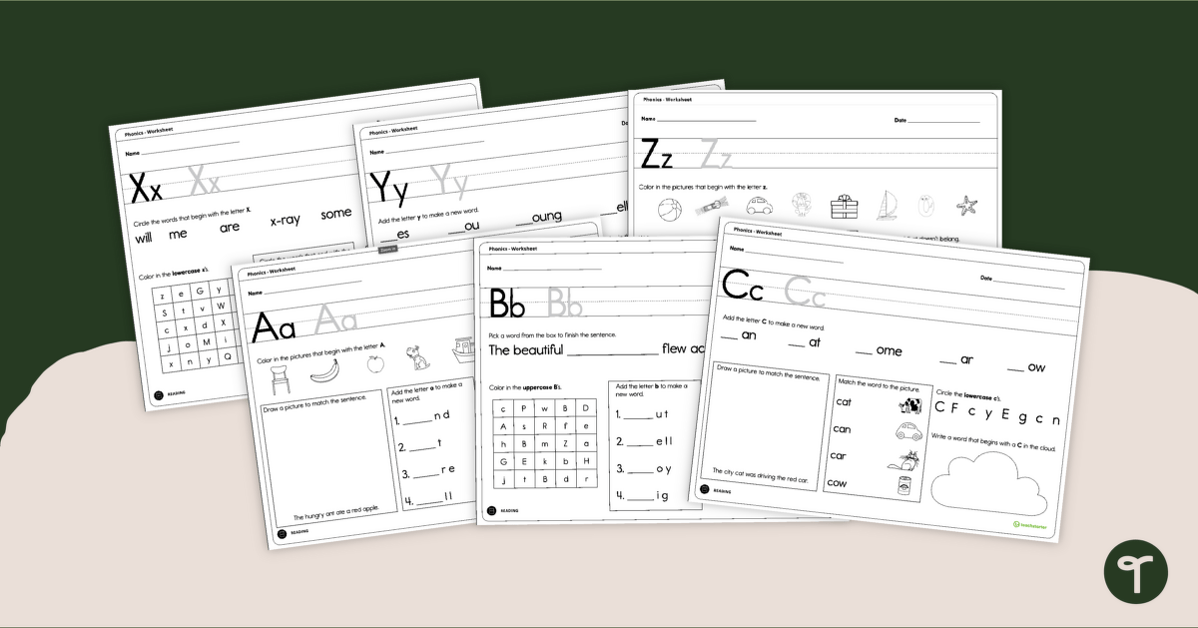 Letters A–Z Printable ABC Worksheets teaching resource