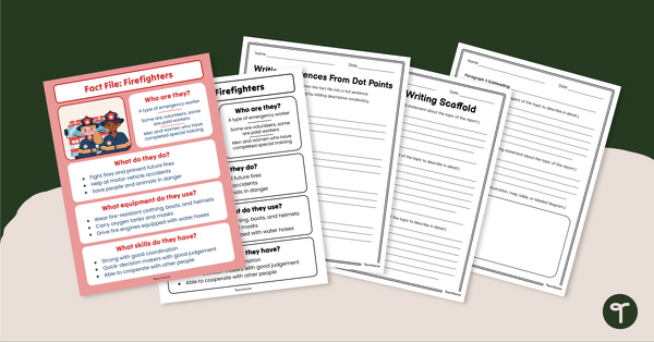 Go to Expository Writing Task - All About Firefighters Writing Scaffold teaching resource