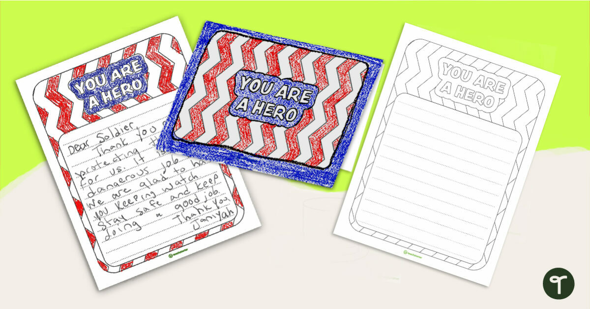 You Are a Hero - Greeting Card and Letter Template teaching resource