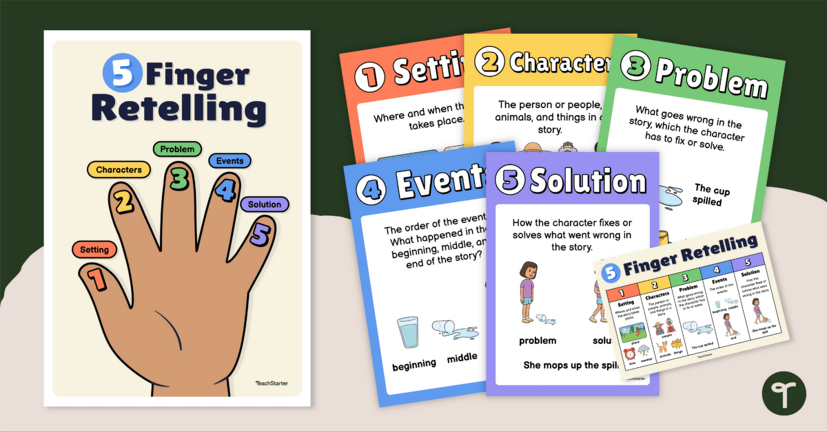 5 Finger Retell Classroom Posters teaching resource