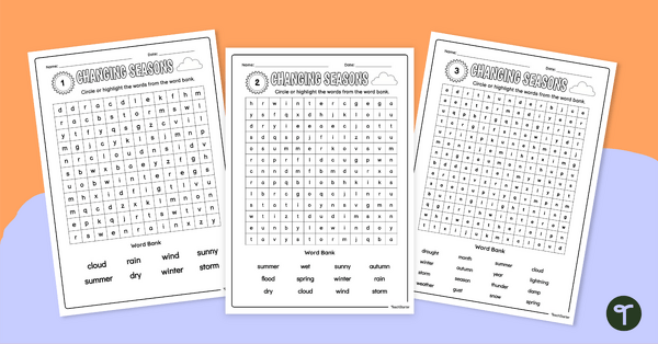Go to Seasonal Changes Differentiated Word Search teaching resource