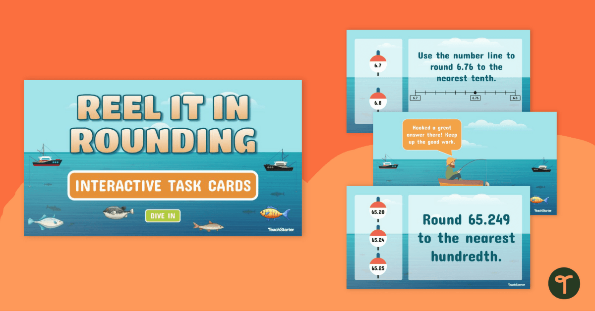 Reel It in Rounding With Decimals – Interactive Task Cards for 5th Grade teaching resource