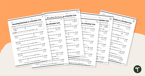 Go to Rounding Decimals on a Number Line Worksheet Pack teaching resource