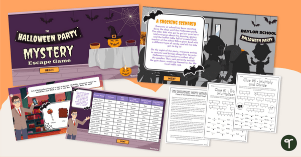 Go to Halloween Escape Room - The Missing Treat Mystery - Multiplication and Division Facts teaching resource