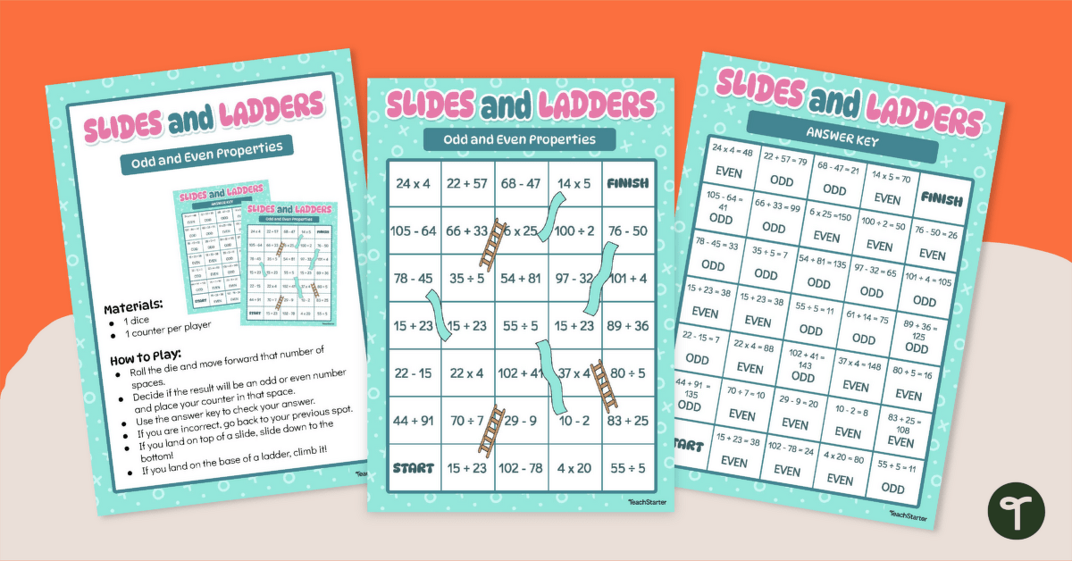 Odd and Even Properties Slides and Ladders teaching resource