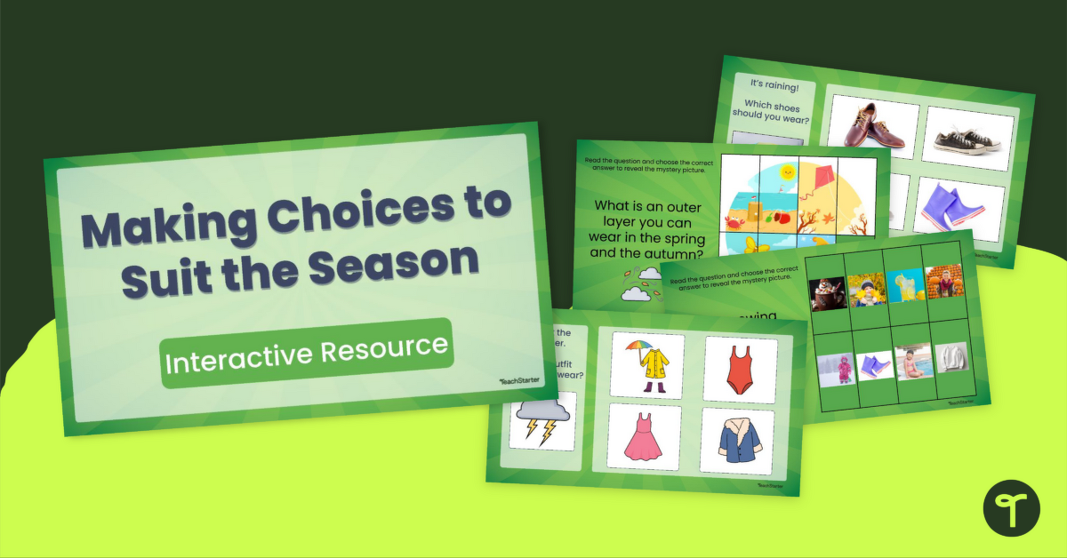 Seasons, Weather and Our Choices Interactive Activity teaching resource