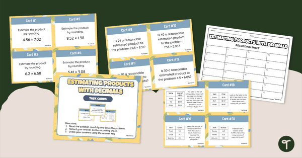 Go to Estimating Products With Decimals – Task Cards for 5th Grade teaching resource