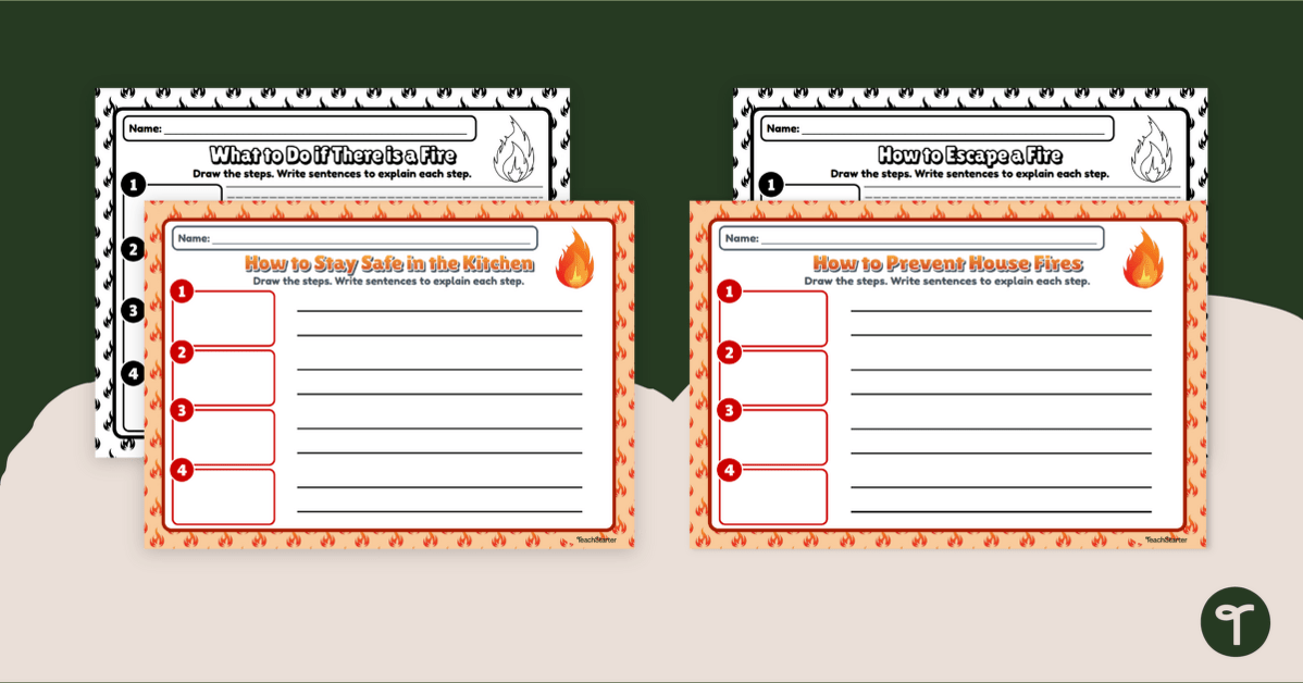 Fire Safety for Kids - Procedural Writing Prompts teaching resource