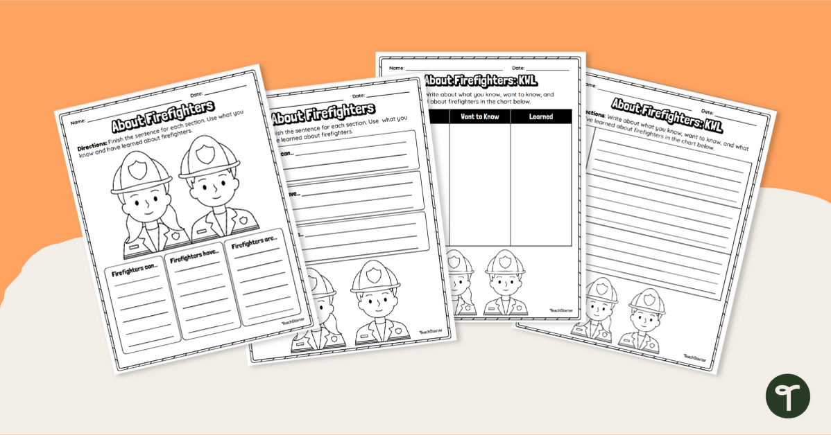All About Firefighters - Community Helper Worksheets teaching resource