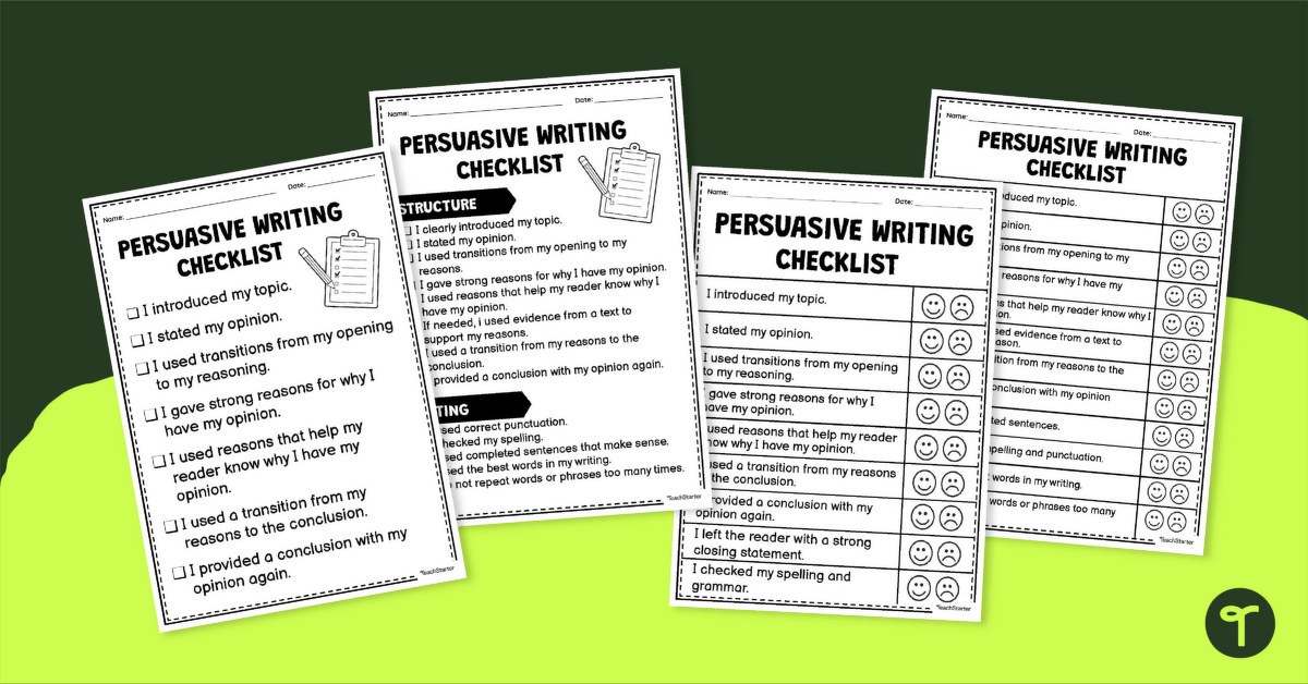 persuasive writing checklist pdf