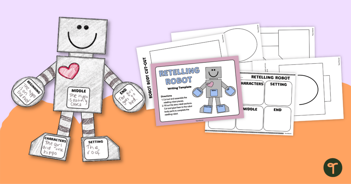 Robot-Themed Retelling Writing Template teaching resource