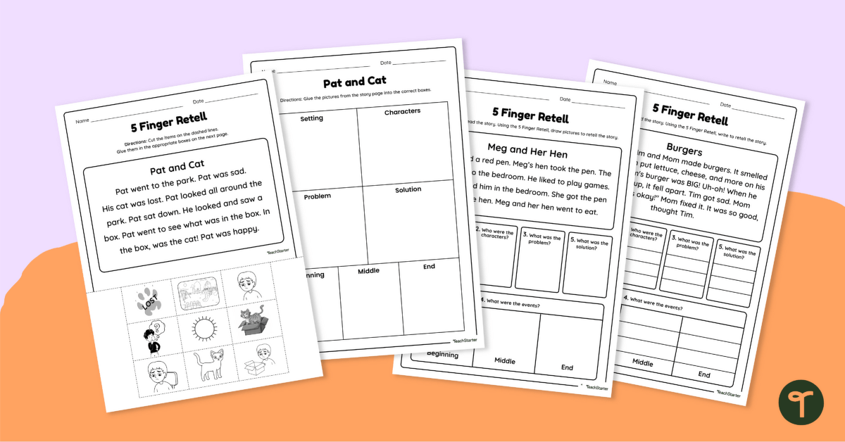 5 Finger Retell Worksheets teaching resource