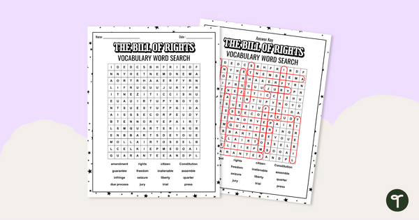 Go to The Constitution for Kids - Bill of Rights Word Search teaching resource