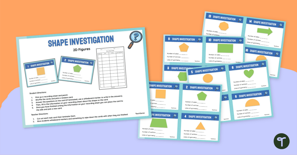 Shape Investigation 2D Figures Task Cards teaching resource
