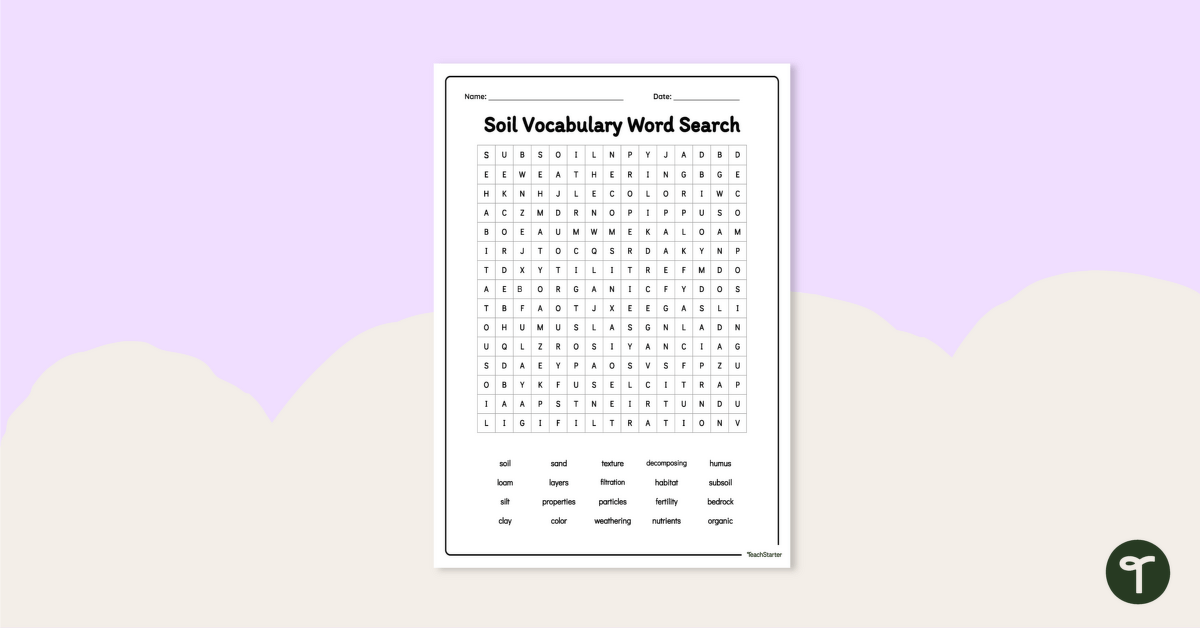 Soil Vocabulary Word Search teaching resource