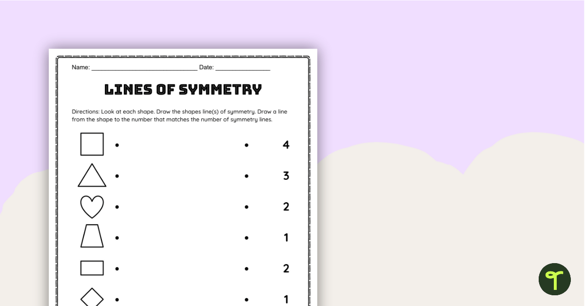 Matching Lines of Symmetry Worksheets teaching resource