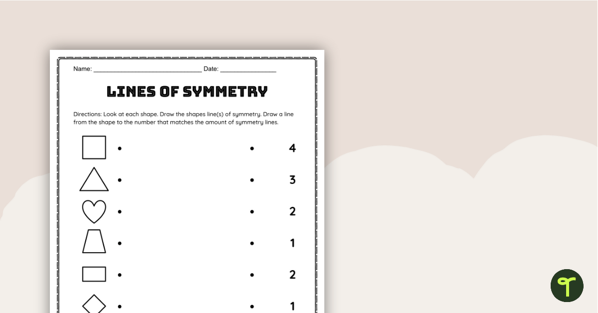 Matching Lines of Symmetry Worksheets teaching resource