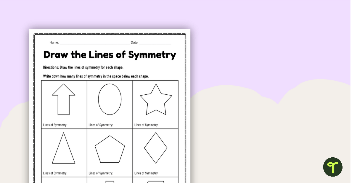Draw The Line of Symmetry Worksheets teaching resource