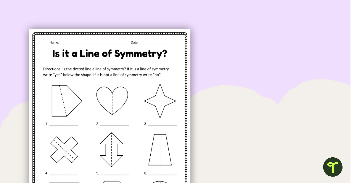 Is It a Line of Symmetry? Worksheets teaching resource