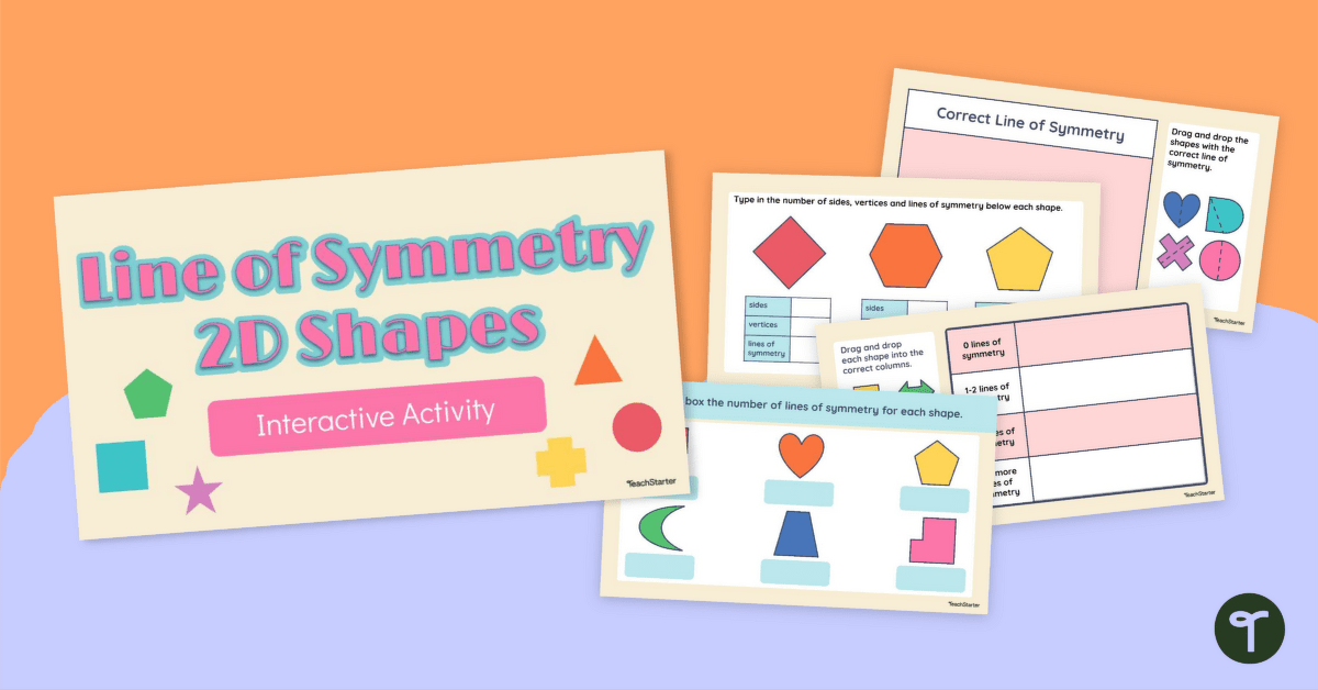 Line of Symmetry 2D Shapes Interactive Activity teaching resource
