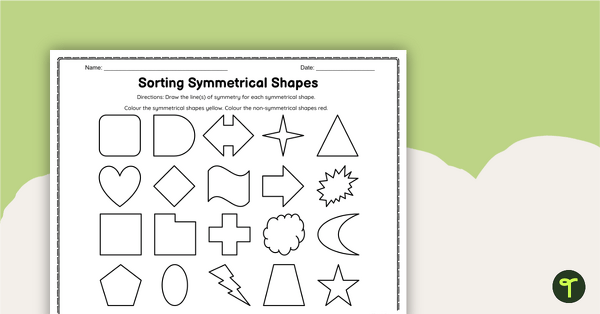 Go to Sorting Symmetrical Shapes Worksheets teaching resource
