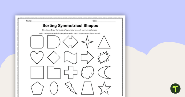 Go to Sorting Symmetrical Shapes Worksheets teaching resource