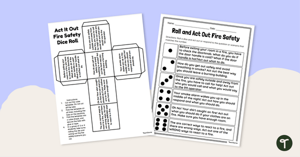 Go to Fire Prevention Month Game - Fire Safety Charades Dice Roll teaching resource