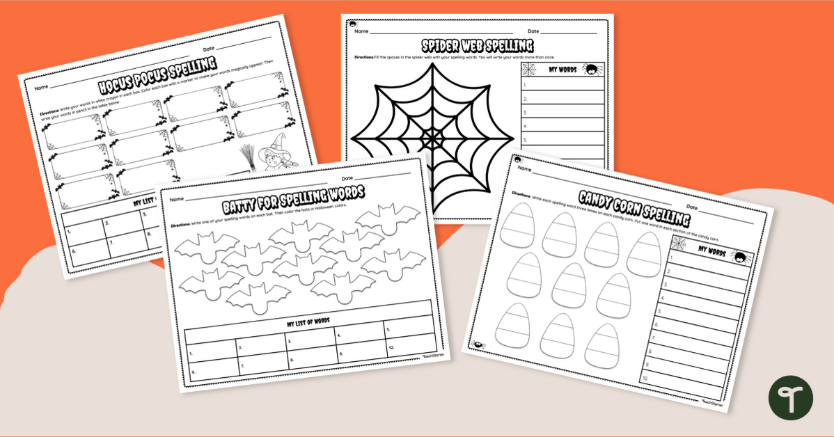 Halloween Spelling Practice Worksheets teaching resource