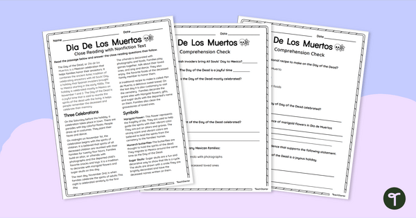 Go to The Day of the Dead for Kids - Reading Comprehension Test teaching resource