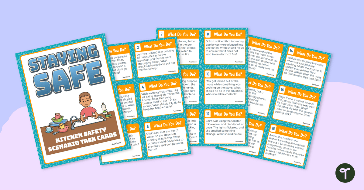 Kitchen Safety for Kids- Life Skills Activity Cards teaching resource