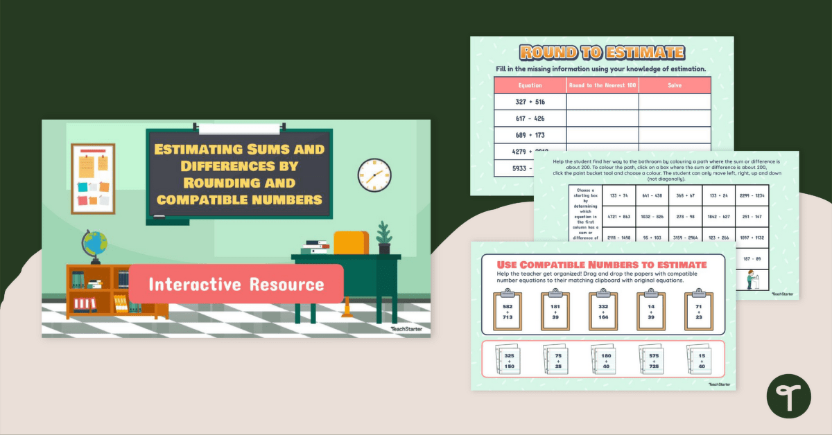 Estimating Sums and Differences Interactive Activity teaching resource