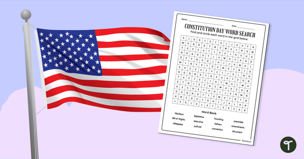 Go to Constitution Day Word Search teaching resource