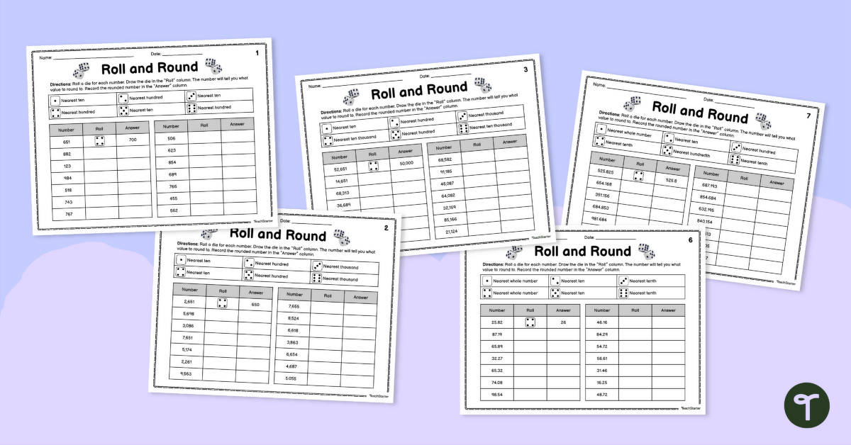 Roll and Round Dice Game teaching resource