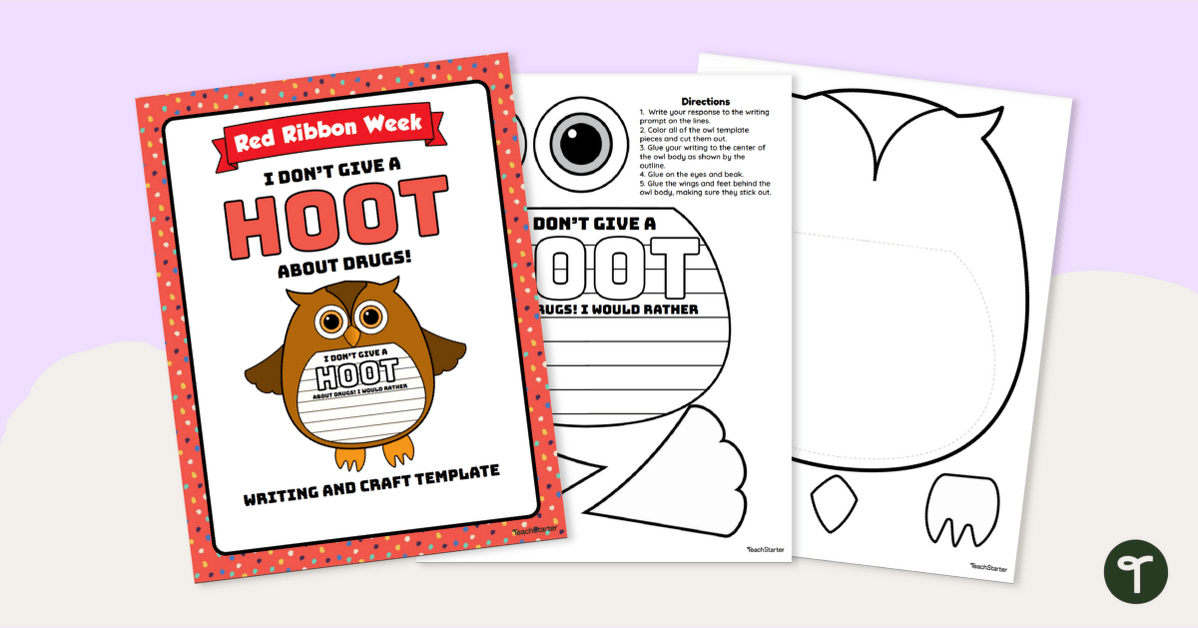 I Don't Give a HOOT About Drugs - Red Ribbon Week Owl Craft teaching resource