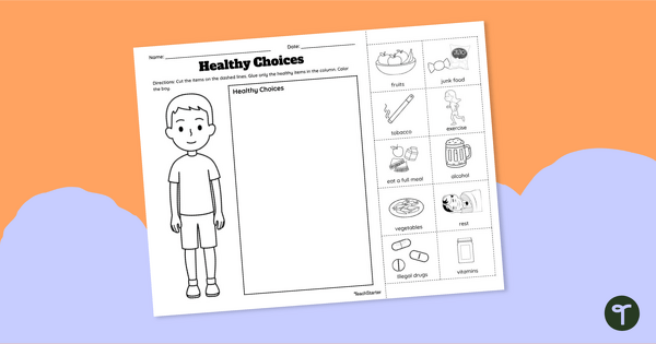 Go to Red Ribbon Worksheet - Making Healthy Choices teaching resource