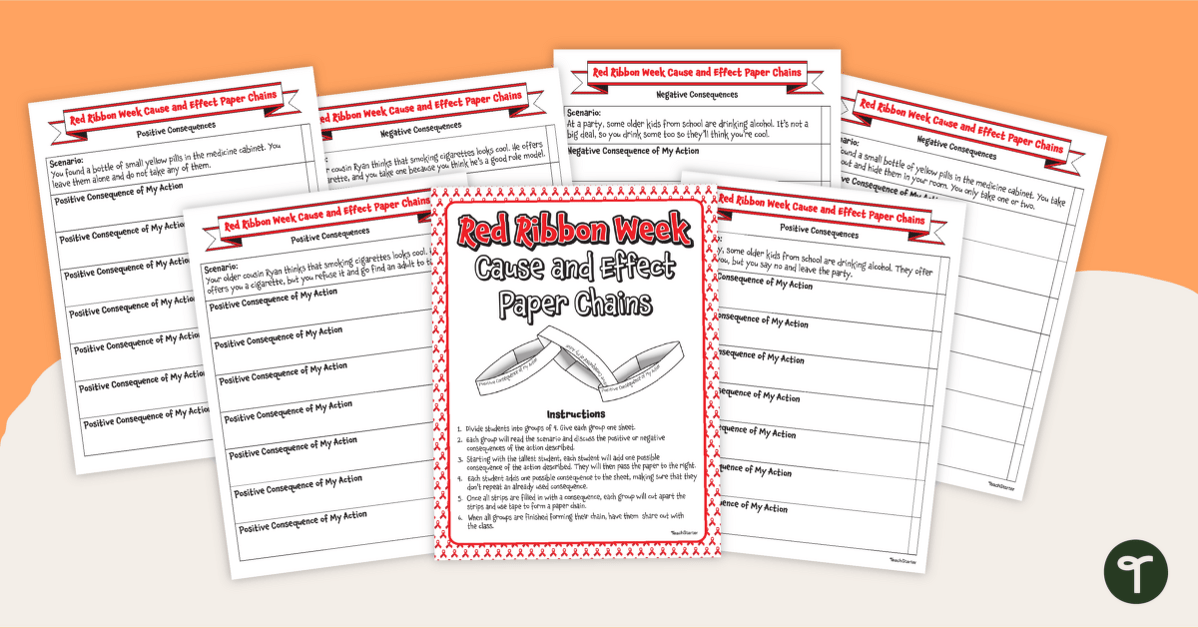 Drug Awareness Week-  Cause and Effect Paper Chain Activity teaching resource