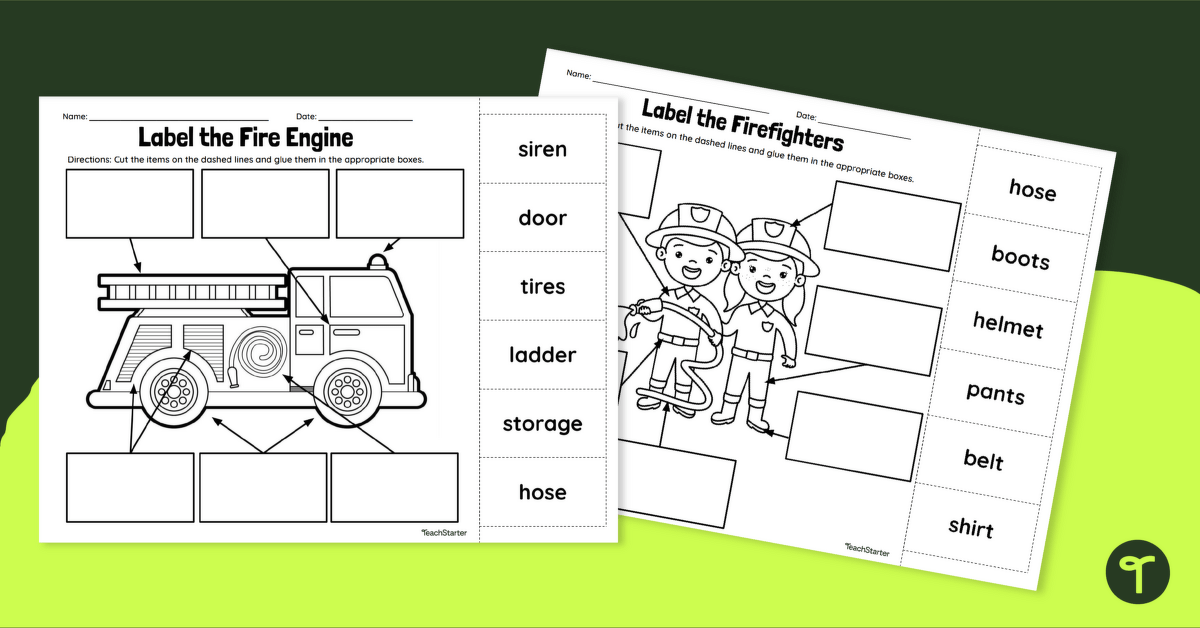 Label It! Firefighters and Fire Trucks teaching resource