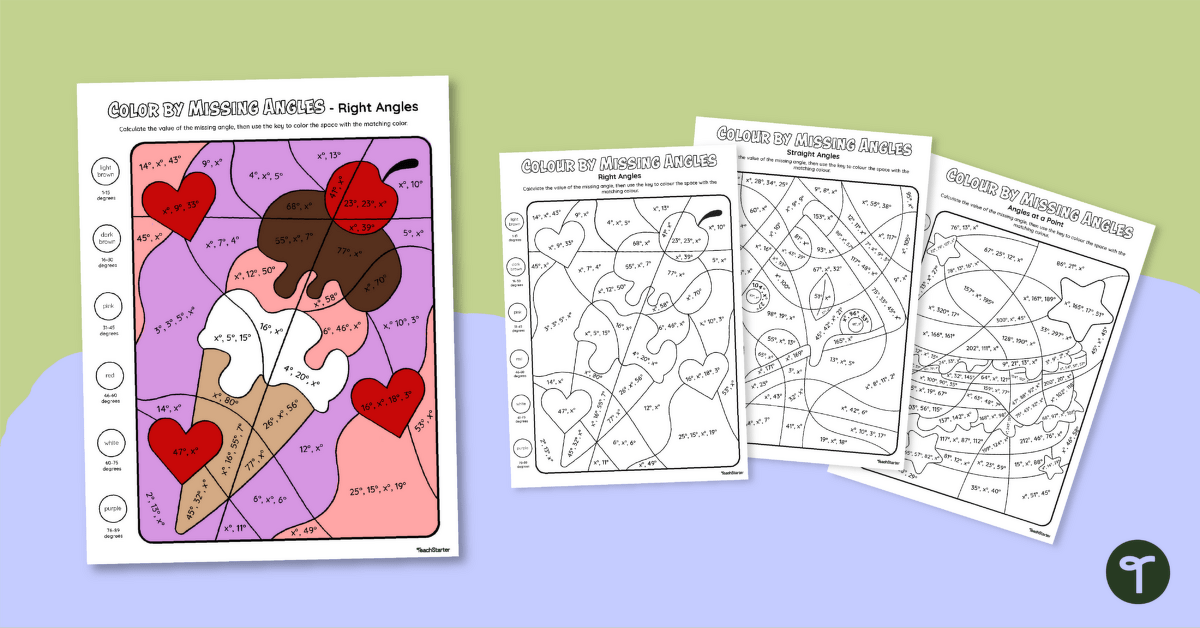 Colour by Missing Angles Worksheets teaching resource