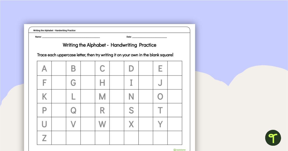 Writing the Alphabet - Handwriting Worksheet teaching resource