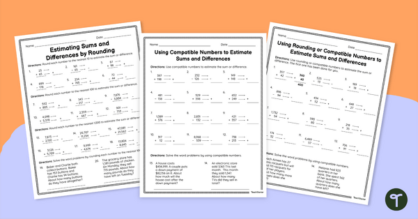 Estimation Worksheets (Addition and Subtraction)