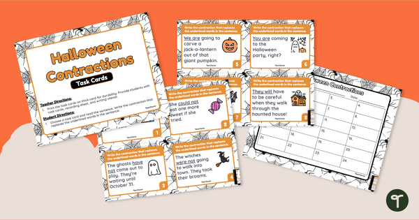Go to Halloween Contractions Activity - SCOOT! Card Game teaching resource