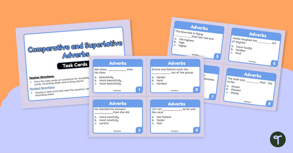 Go to Comparative and Superlative Adverb Task Cards teaching resource