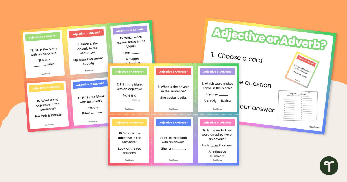 Adjective or Adverb? Task Cards teaching-resource