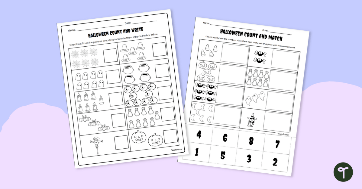 Halloween Counting to 10 Worksheets teaching resource