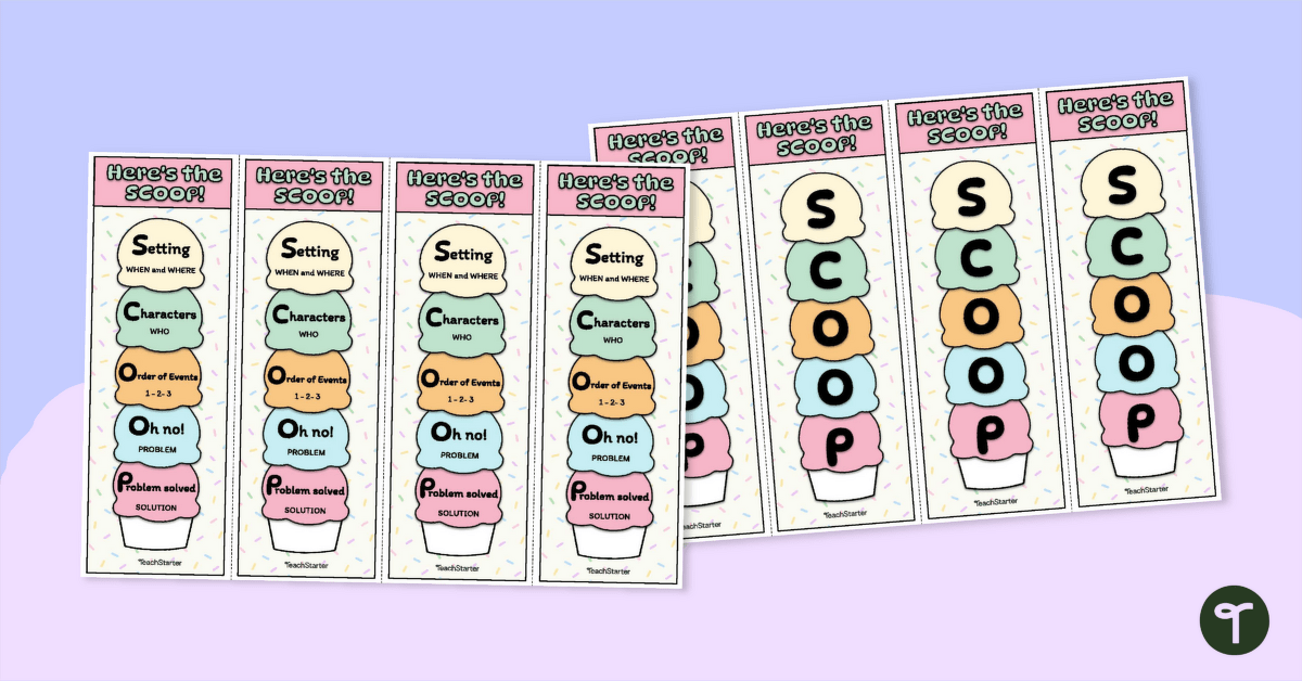 SCOOP Story Retell Bookmarks teaching resource