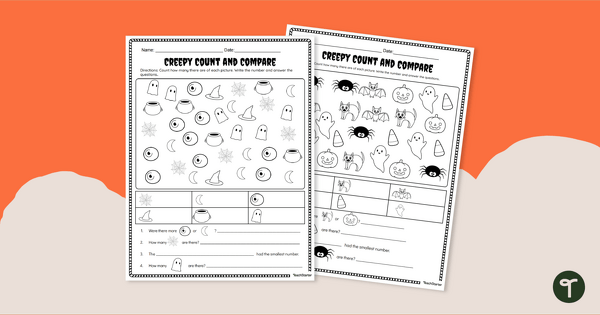 Go to Comparing Numbers - Halloween Maths Worksheets teaching resource